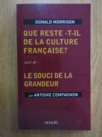 Donald Morrison - Que reste-t-il de la culture francaise? Le souci de la grandeur