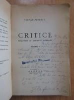 Stefan Popescu - Critice realitati si exigente literare (volumul 1, cu autograful autorului)