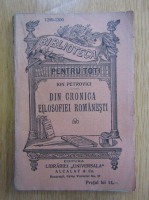 Ion Petrovici - Din cronica filosofiei romanesti (1930)