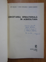 I. Negura - Cercetarea operationala in agricultura (cu autograful autorului)
