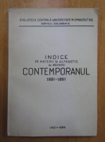 Indice pe materii si alfabetic al revistei Contemporanul 1881-1891