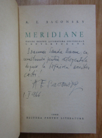 A. E. Baconsky - Meridiane. Pagini despre literatura universala contemporana (cu autograful autorului)