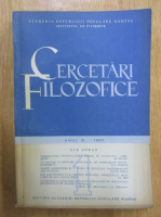 Revista Cercetari Filozofice, anul IX, nr. 1, 1962