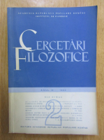 Revista Cercetari Filozofice, anul IX, nr. 2, 1962