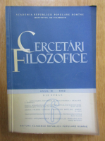 Revista Cercetari Filozofice, anul IX, nr. 6, 1962