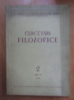 Revista Cercetari Filozofice, anul V, nr. 2, 1958