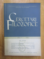 Revista Cercetari Filozofice, anul V, nr. 5, 1958