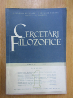 Revista Cercetari Filozofice, anul VI, nr. 1, 1959