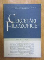 Revista Cercetari Filozofice, anul VI, nr. 5, 1959