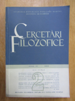 Revista Cercetari Filozofice, anul VII, nr. 2, 1960