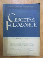 Revista Cercetari Filozofice, anul VII, nr. 3, 1960