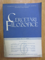 Revista Cercetari Filozofice, anul VII, nr. 6, 1960