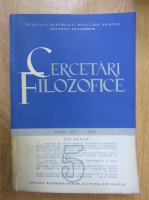 Revista Cercetari Filozofice, anul VIII, nr. 5, 1961