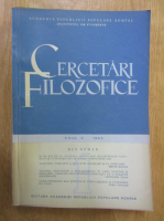 Revista Cercetari Filozofice, anul X, nr. 1, 1963