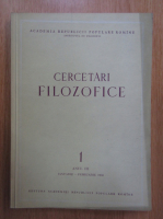 Revista Cercetari Filozofice, anul III, nr. 1, 1956
