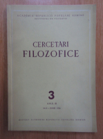 Revista Cercetari Filozofice, anul III, nr. 3, 1956
