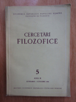 Revista Cercetari Filozofice, anul III, nr. 5, 1956