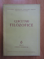 Revista Cercetari Filozofice, anul III, nr. 6, 1956