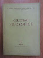 Revista Cercetari Filozofice, anul IV, nr. 1, 1957