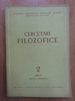 Revista Cercetari Filozofice, anul IV, nr. 2, 1957