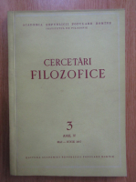 Revista Cercetari Filozofice, anul IV, nr. 3, 1957