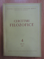 Revista Cercetari Filozofice, anul IV, nr. 4, 1957