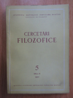 Revista Cercetari Filozofice, anul IV, nr. 5, 1957