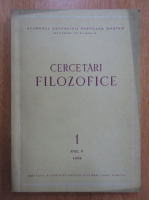 Revista Cercetari Filozofice, anul V, nr. 2, 1958