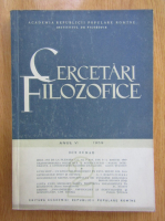 Revista Cercetari Filozofice, anul VI, nr. 2, 1959