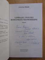 Anticariat: Ecaterina Mihaila - Limbajul poeziei romanesti neomoderne (cu autograful autoarei)