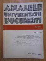 Anticariat: Analele Universitatii Bucuresti, Seria Istorie, anul XXXVIII, 1989