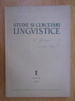 Studii si cercetari lingvistice, anul XI, nr. 2, 1960