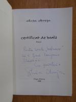 Silvia Obreja Cernichevici - Certificat de boala (cu autograful autorului)