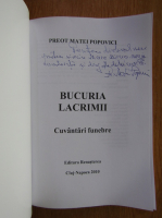Matei Popovici - Bucuria lacrimii (cu autograful autorului)