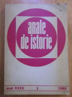 Revista Anale de Istorie, anul XXXV, nr. 1, 1989