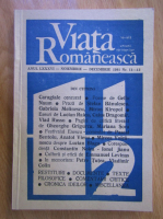 Revista Viata Romaneasca, anul LXXXVI, nr. 11-12, noiembrie-decembrie 1991