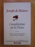 Joseph de Maistre - Considerations sur la France