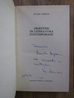 Anticariat: Eugen Simion - Orientari in literatura contemporana (cu autogarful autorului)