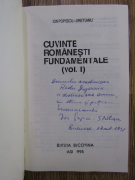 Anticariat: Ion Popescu Sireteanu - Cuvinte romanesti fundamentale (volumul 1, cu autograful autorului)