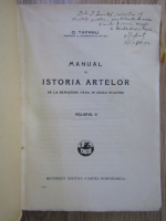 O. Tafrali - Manual de istoria artelor (volumul 2, cu autograful autorului)