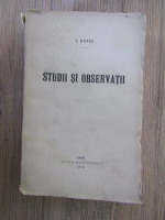 Anticariat: I. Botez - Studii si observatii (1914)