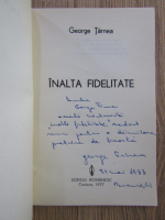 George Tarnea - Inalta fidelitate (cu autograful autorului)