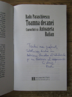 Anticariat: Radu Paraschivescu - Toamna decanei. Convorbiri cu Antoneta Ralian (cu autograful autorului)