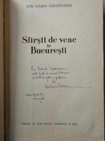 Anticariat: Ion Marin Sadoveanu - Sfarsit de veac in Bucuresti (cu autograf pentru Pastorel)