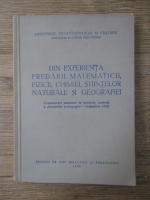 Din experienta predarii matematicii, fizicii, chimiei, stiintelor naturale si geografiei