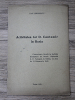 Anticariat: Dan Simonescu - Activitatea lui D. Cantemir in Rusia (1943)