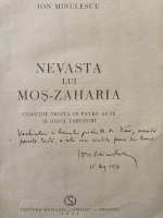 Ion Minulescu - Nevasta lui Mos-Zaharia (1937, cu autograf)