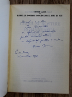 Victor Iancu - Limba si rostire romaneasca, ieri si azi (cu autograful autorului)