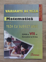 Matematica pentru teza cu subiect unic. Clasa a VII-a, semestrul a II-lea
