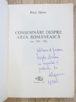 Petre Oprea - Consemnari despre arta romaneasca (cu autograful autorului)